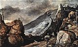 Joos De Momper Landscape with the Temptation of Christ painting